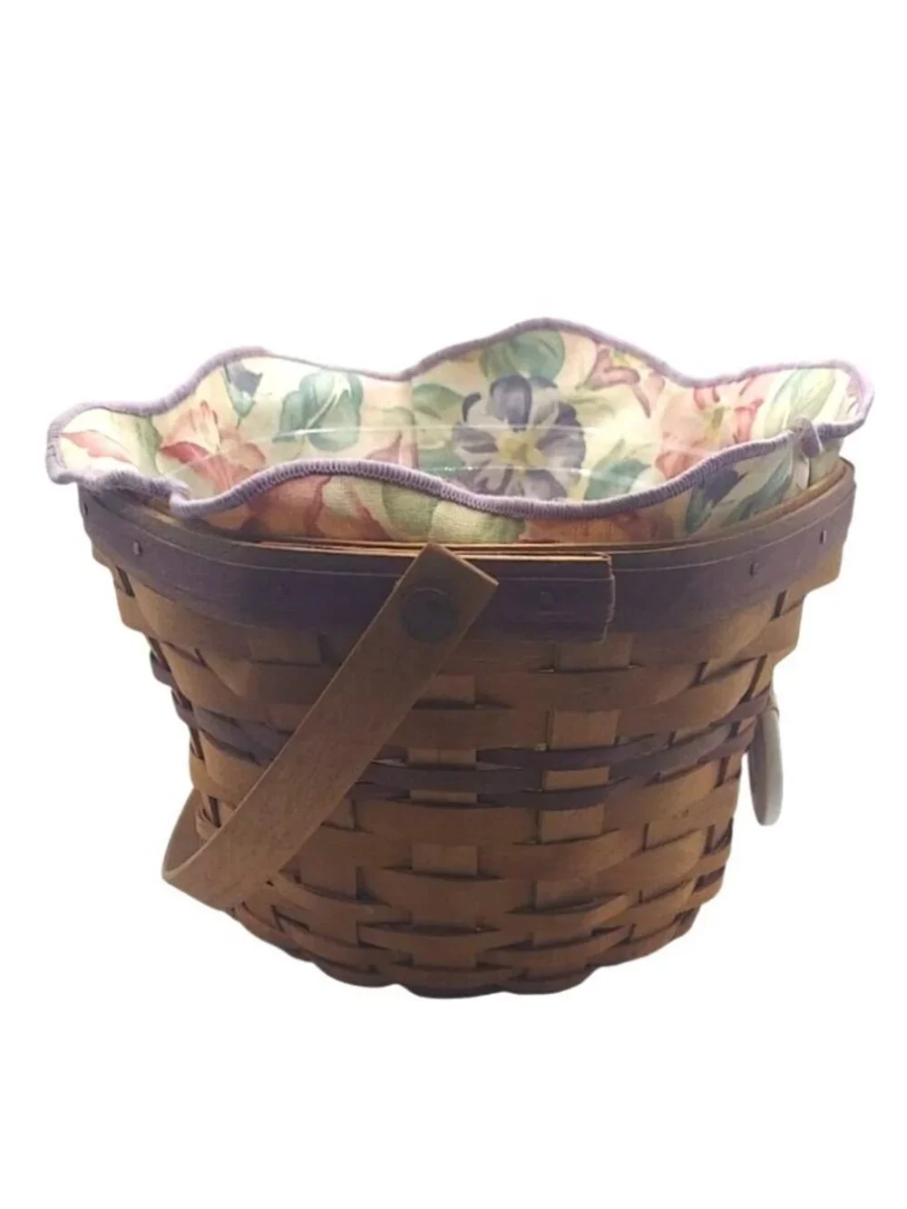 Longaberger Morning Glory Hand Woven May Basket Fabric & Protective Liners Charm